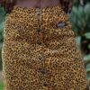 Leopard Cotton Corduroy A Line Midi Skirt - Image 3