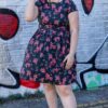 Cherry Blossom Black Tea Dress in Cotton from Run and Fly - Image 4