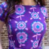 Purple Retro Flowers Tea Dress in Cotton from Run and Fly - Image 4