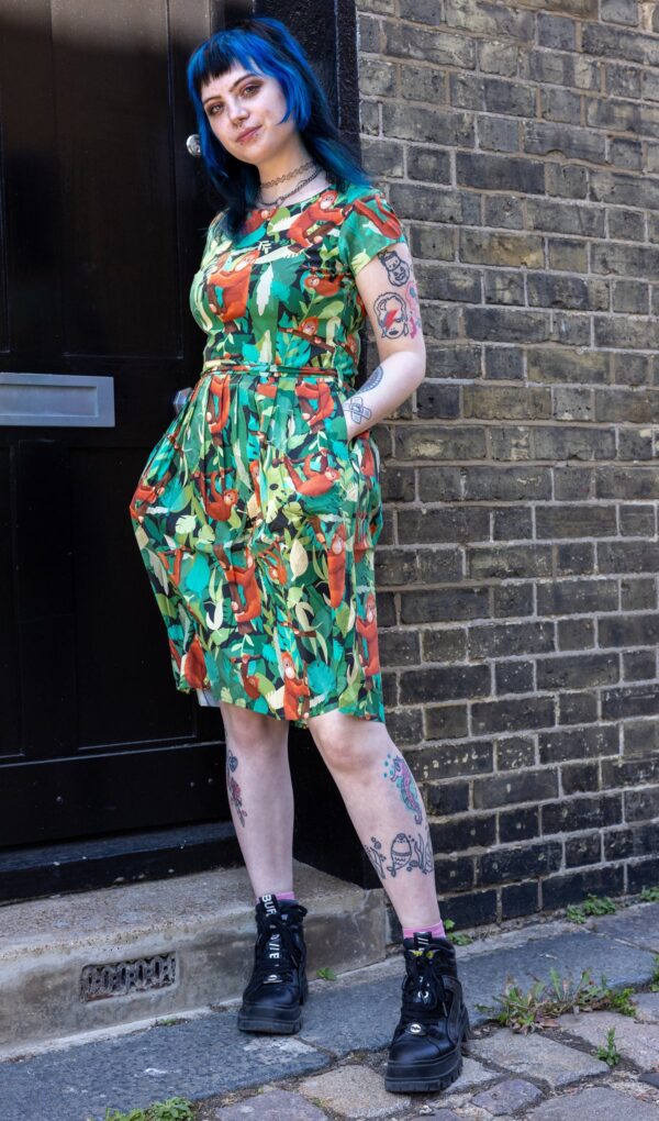 Orangutan Tea Dress in Stretch Cotton from Run and Fly