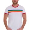 White Rainbow Stripe Retro T Shirt by Run and Fly - Image 4