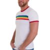 White Rainbow Stripe Retro T Shirt by Run and Fly - Image 5