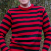 Black and Red Striped Unisex Jumper by Run and Fly - Image 2