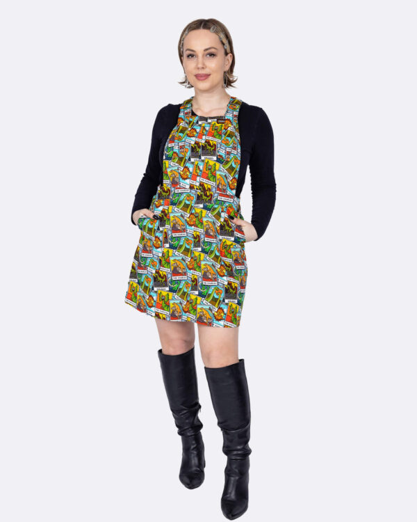 Tarot Dino Stretch Twill Pinafore by Run and Fly