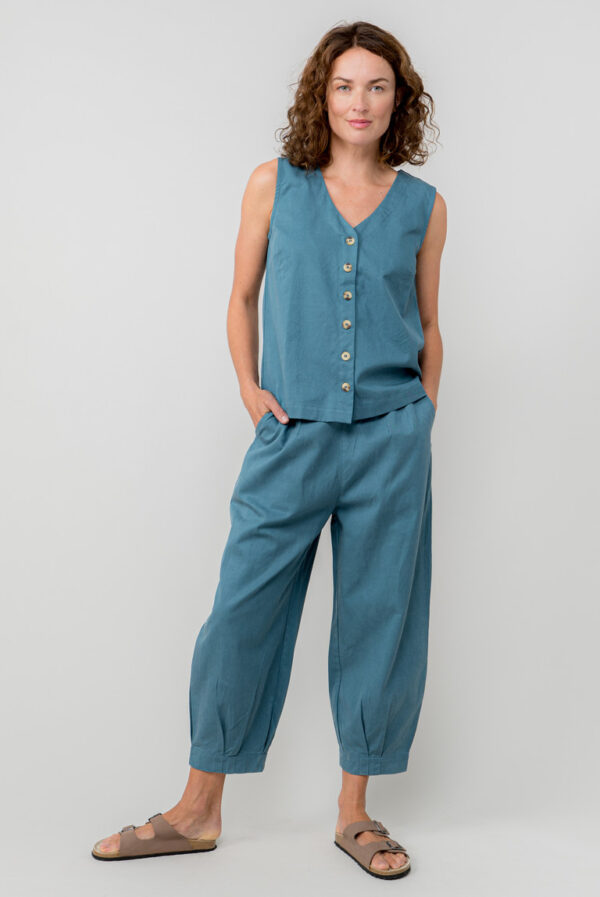 Sail Tencel Cotton Cropped Trouser Petrol by Lily & Me