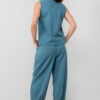 Sail Tencel Cotton Cropped Trouser Petrol by Lily & Me - Image 4