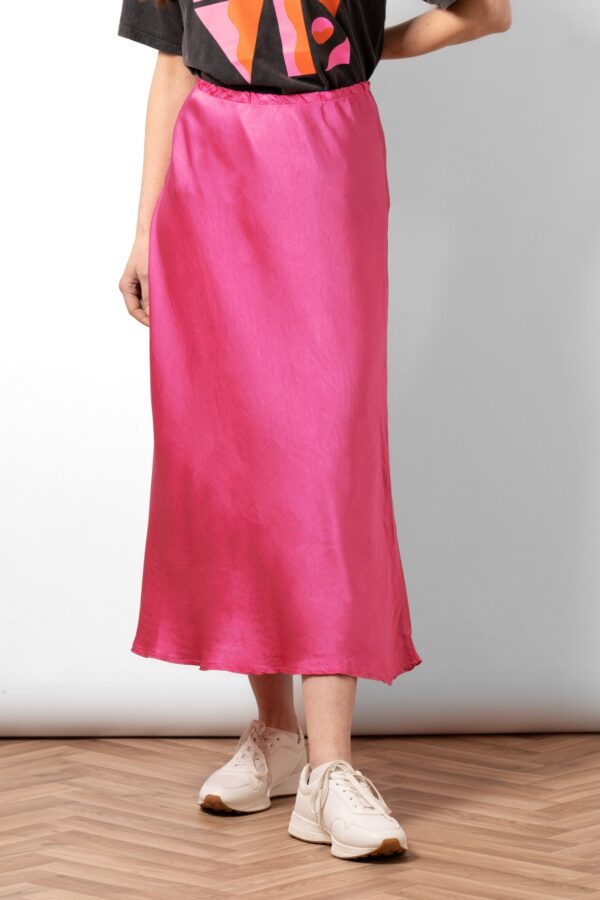 Cassie Midi Slip Skirt in Hot Pink by Sarta MSH