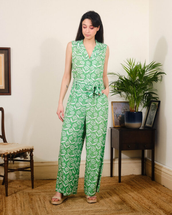 Audrey Phlox Green Jumpsuit by Pretty Vacant